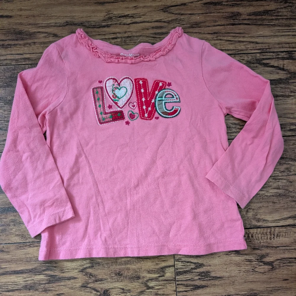 $ 💥3/$24 OshKosh B'gosh Pink Long Sleeve Shirt‎ with Love Graphic
